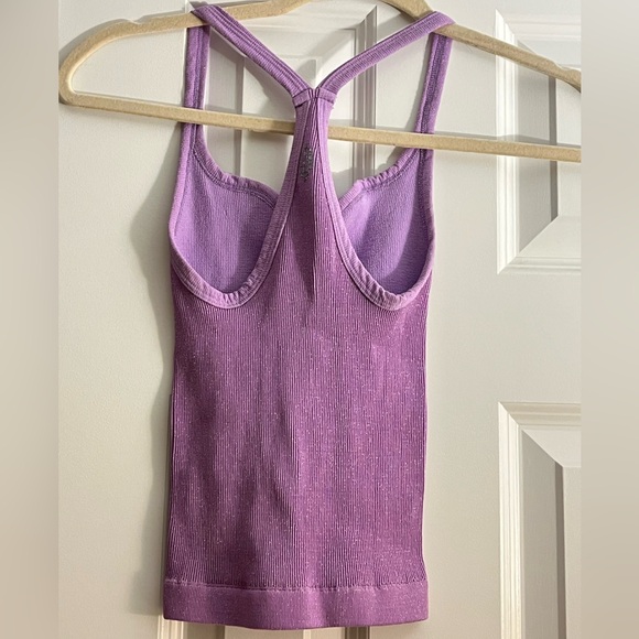 Free People Happiness Runs Lurex Sweetheart Sparkly Purple Athletic Tank - Picture 2 of 3